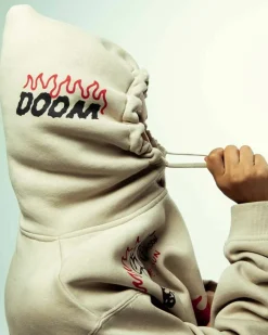 Grimey Sudadera Capucha Back At You Wide Hole Vintage - Cream - Fw23 Outlet