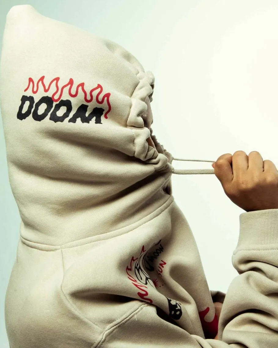 Grimey Sudadera Capucha Back At You Wide Hole Vintage - Cream - Fw23 Outlet