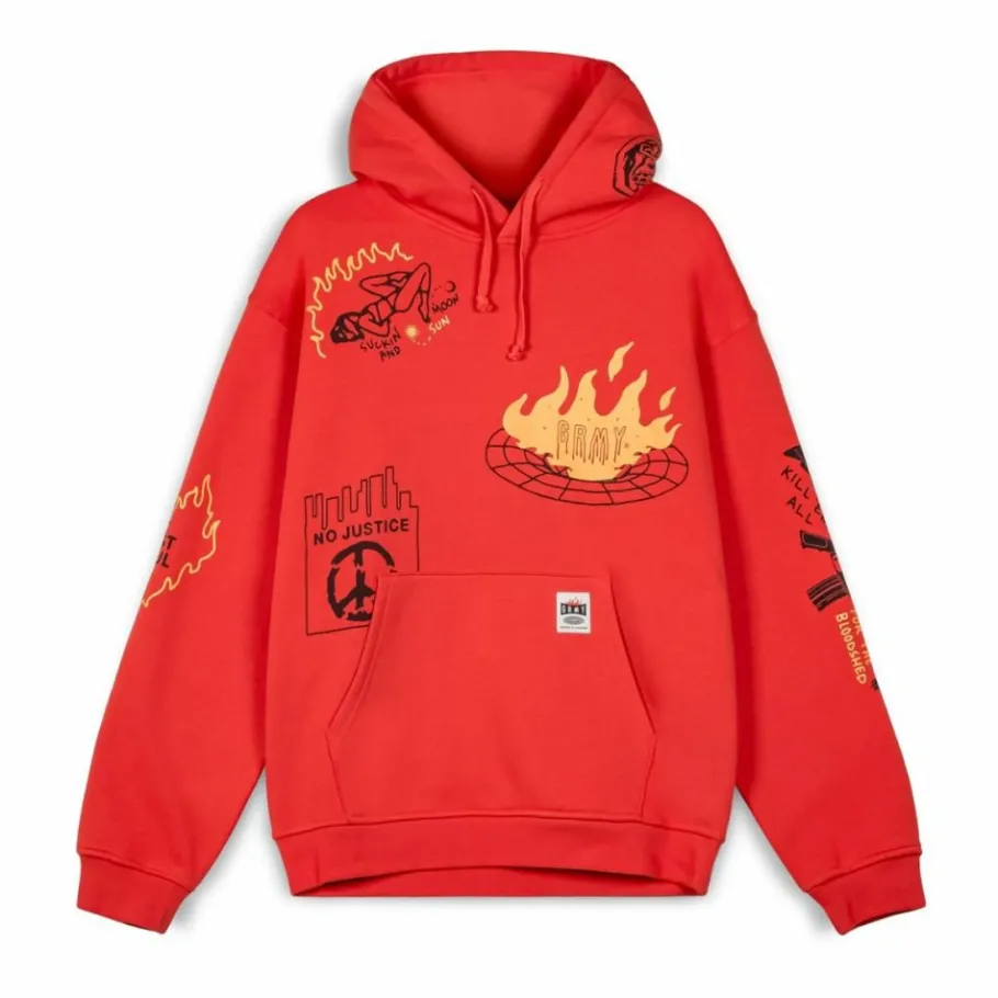 Grimey Sudadera Capucha Back At You Wide Hole Vintage - Red - Fw23 Best