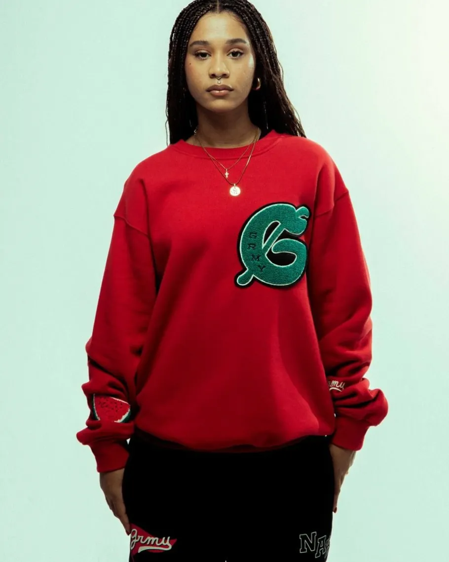 Grimey Sudadera Nablus Vintage Crewneck - Dark Red - Fw23 New