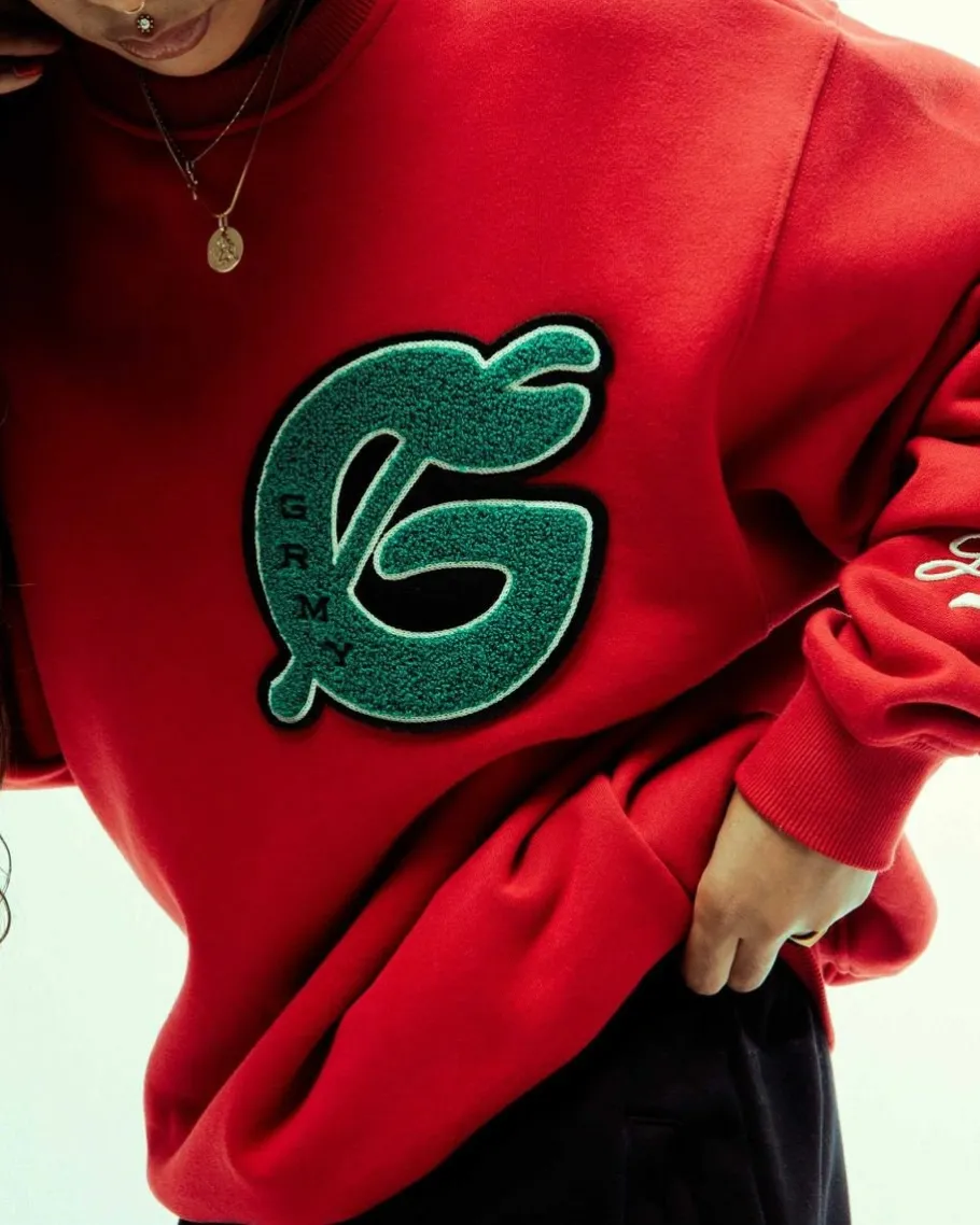 Grimey Sudadera Nablus Vintage Crewneck - Dark Red - Fw23 New