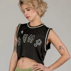 Grimey Top The Clout Mesh Crop - Black - Spring 23 Outlet